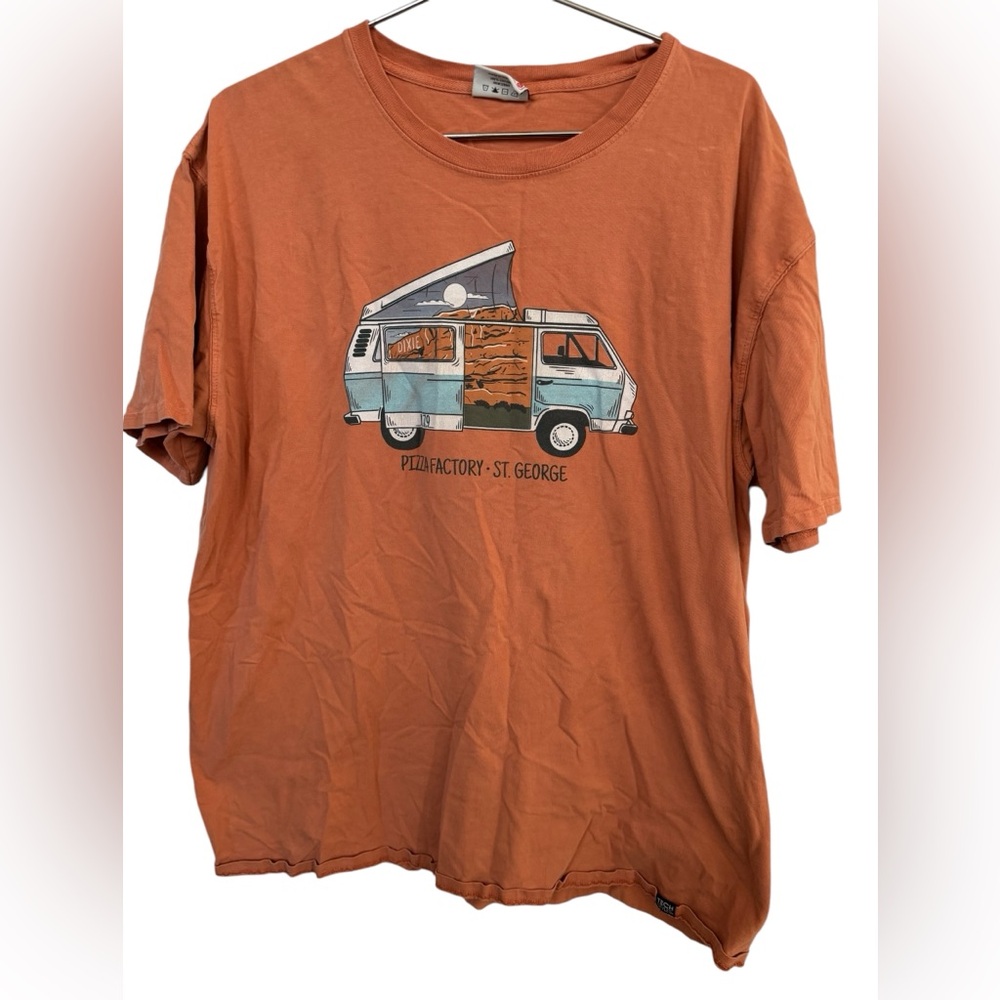 Pizza Factory St George Tech Styles Orange Mens XL T-Shirt Camping Westfalia VW